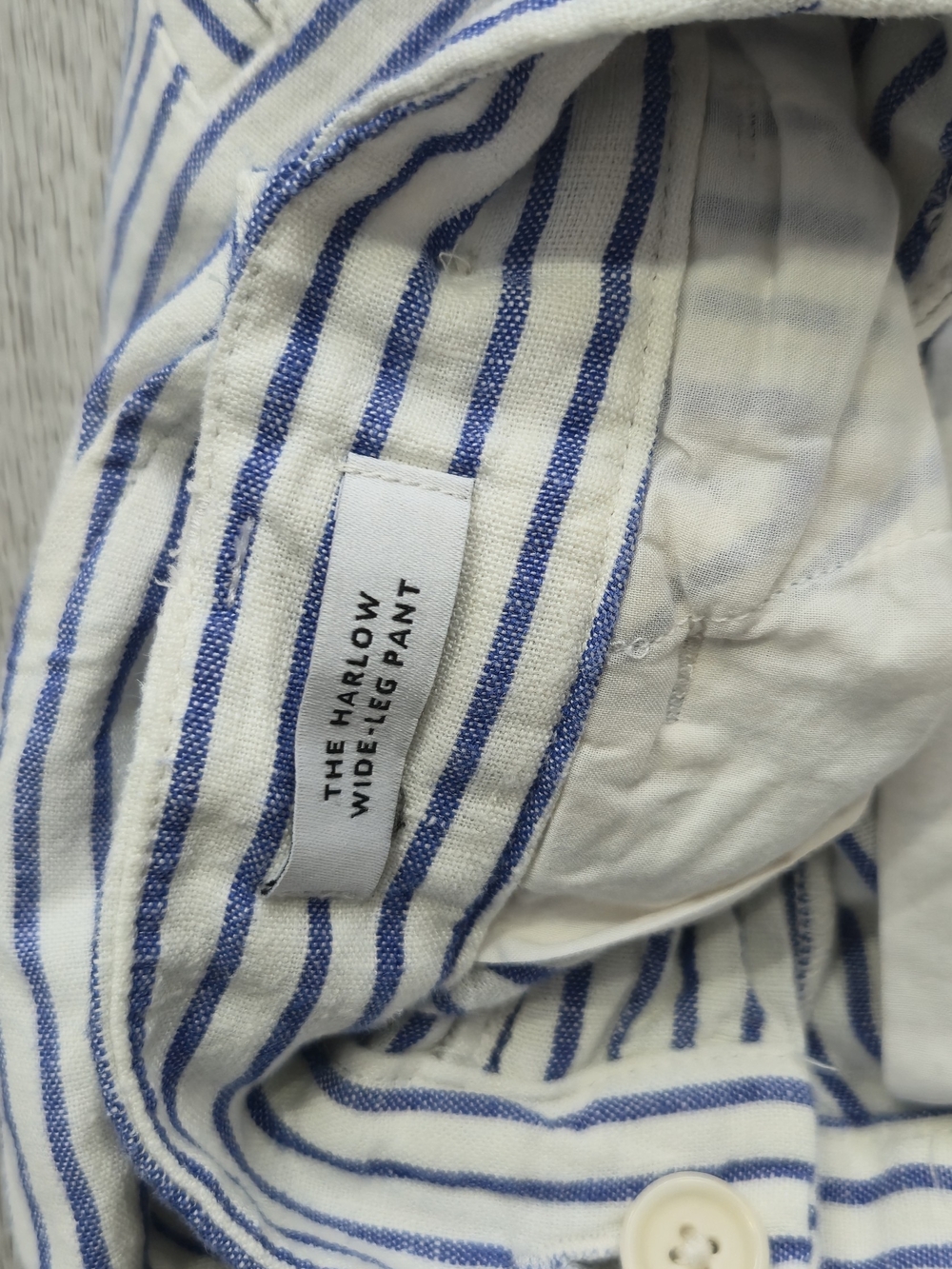 Madewell The Harlow Wide-Leg Pant 100% Linen Blue White Stripe Size 6 - Picture 3 of 16